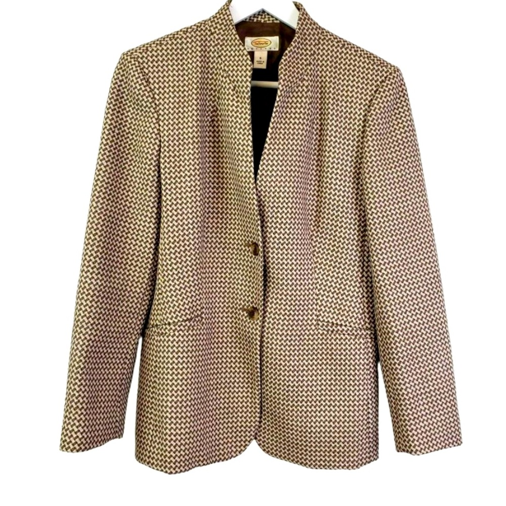Talbots Petites Wool Two Button Graphic Blazer Size 6P